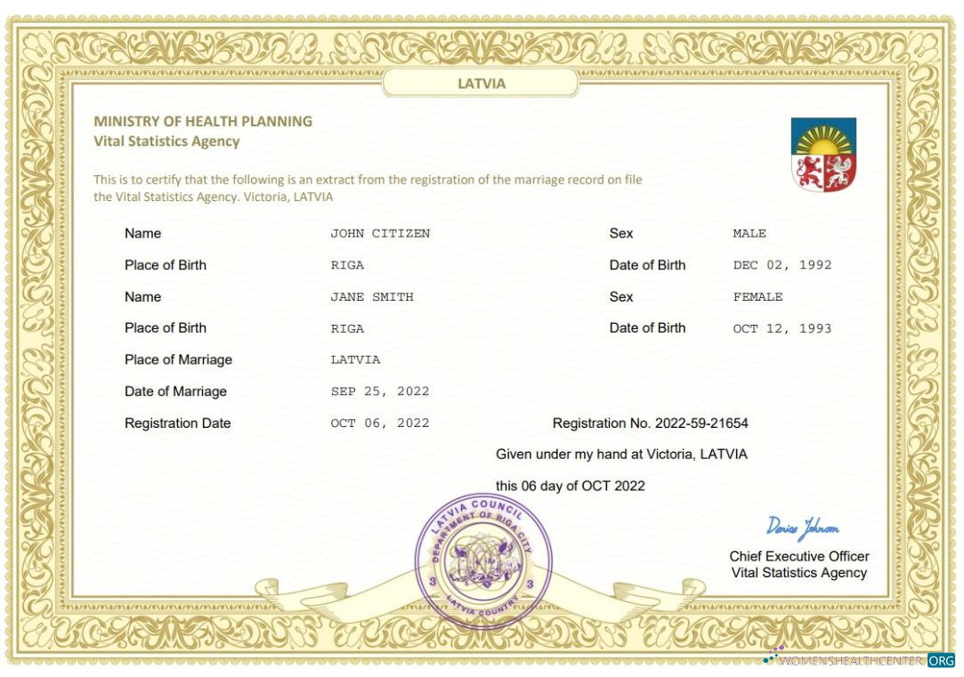 Download Latvia marriage certificate Word and PDF template Photoshop template